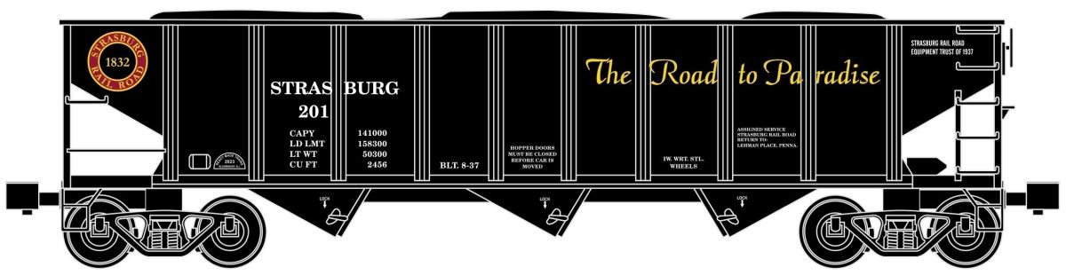 Ready Made Trains O Scale 3 Bay Hopper Strasburg - RMT6629940