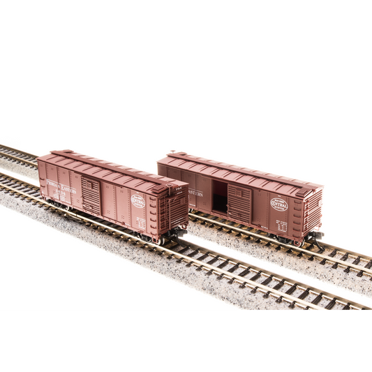 Broadway Limited N Steel Boxcar 4pk P&E w/Corrugated Ends Pre-1955 Roman