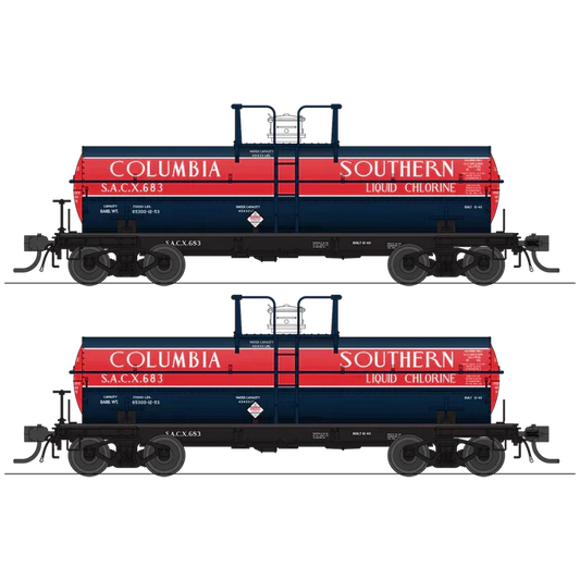 Broadway Limited HO 6000g Tank Car 2pk Columbia SOU /dk.blu & red