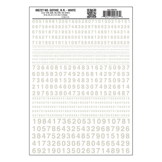 Woodland Scenics RR Gothic Numbers/white