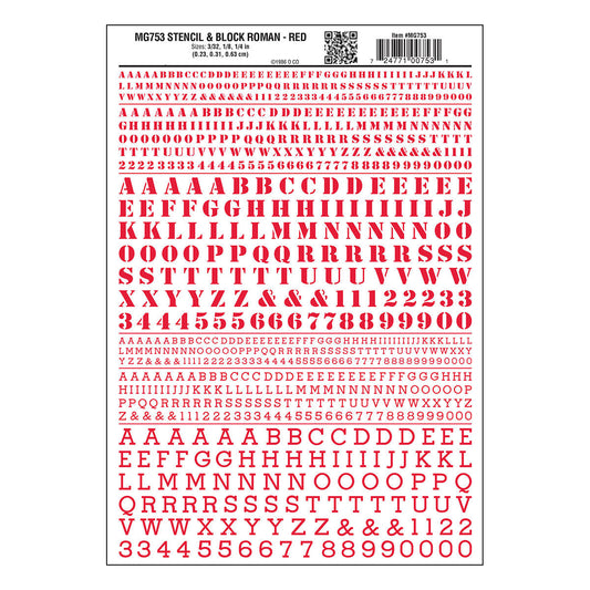 Woodland Scenics Stencil Roman Letters/red