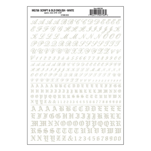 Woodland Scenics Old English Letters/white