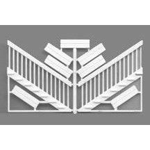 Plastruct 0 gauge - Deck Railing with Stairs (1" Rail Height - 7/8" Stair Width (1 per pack)