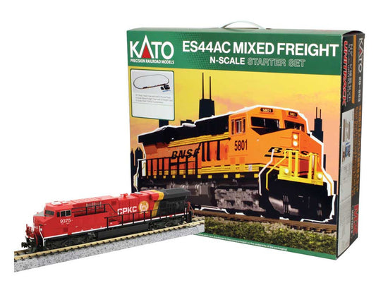 Kato N Scale CPKC GE ES44AC Gevo and Mixed Freight Starter Set 106-0027 (DCC Ready)
