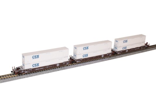 Kato N Scale BNSF MAXI-IV 53' Well Cars with CSX Containers