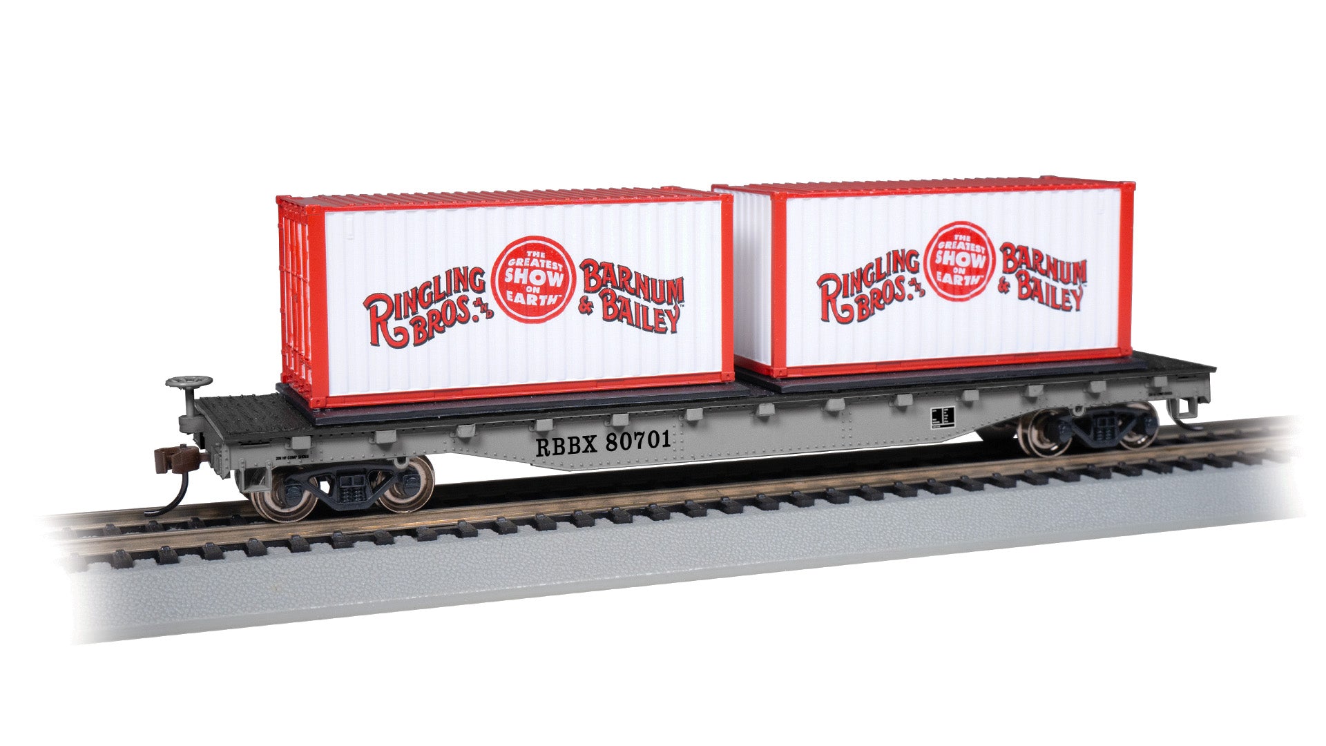 Bachmann HO Ringling Brothers and Barnum & Bailey Flatcars with Containers - #80701