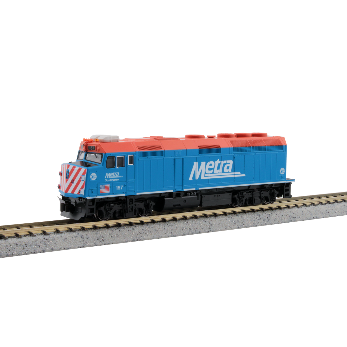 Kato N Scale Chicago Metra #157 City of Palestine F40PH Diesel