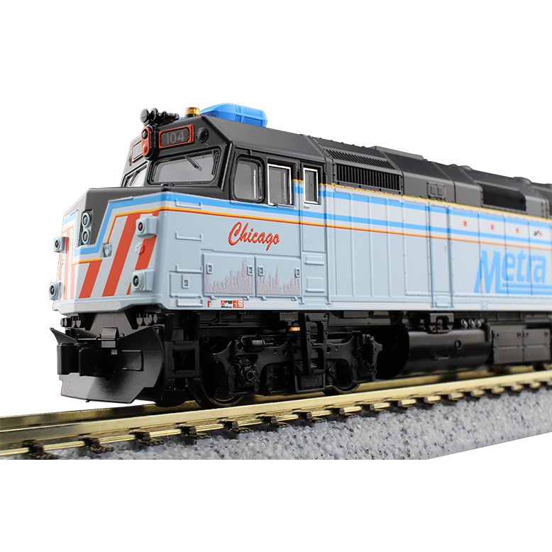 Kato N Scale Chicago Metra #104 City of Chicago F40PH Diesel