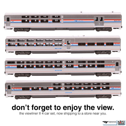 Kato N Scale N Amtrak Phase III Viewliner II Passenger Cars 4 Car Set