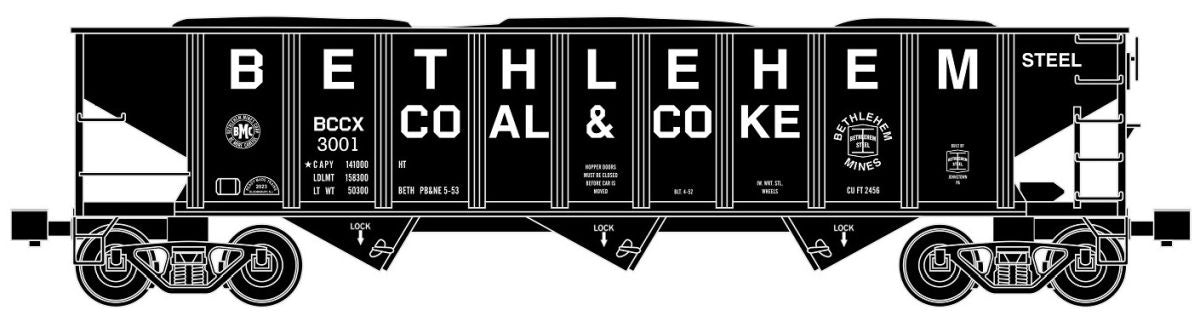 Ready Made Trains O Scale 3 Bay Hopper Bethlehem Steel - RMT66219