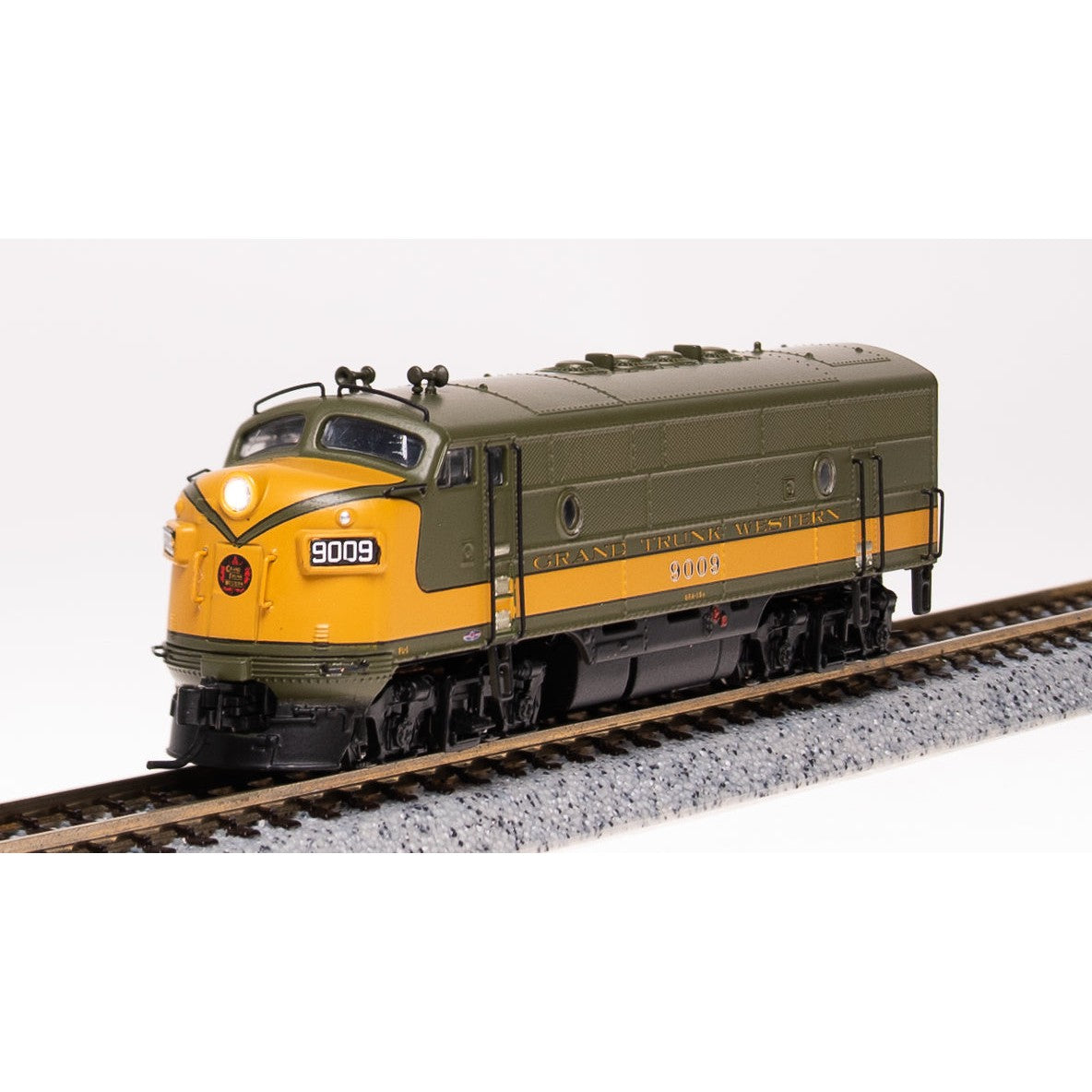 Broadway Limited N P4 F3A Diesel GTW #9009/olive green & gold DC/DCC