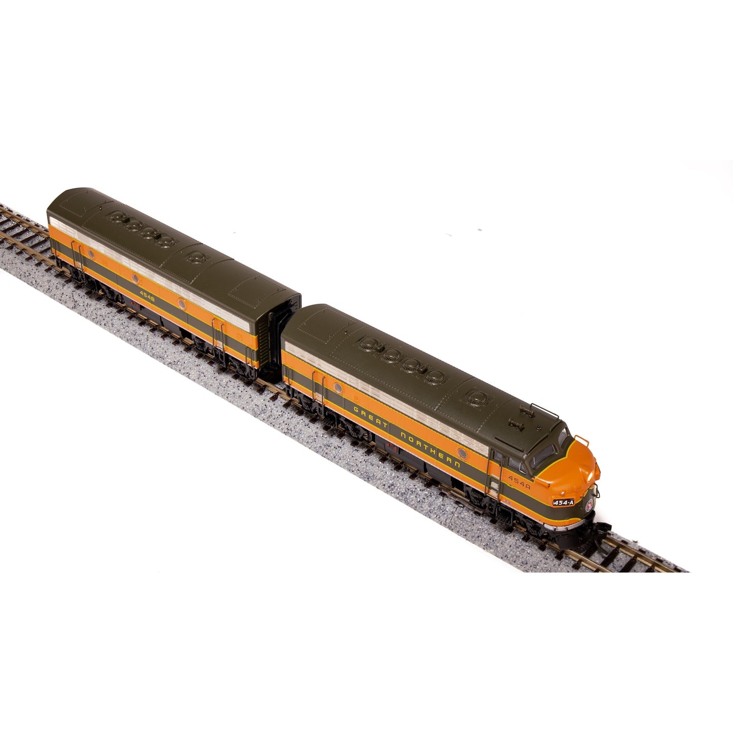 Broadway Limited N P4 F7 A/B Diesels GN #454A/454B/Empire Builder DC/DCC