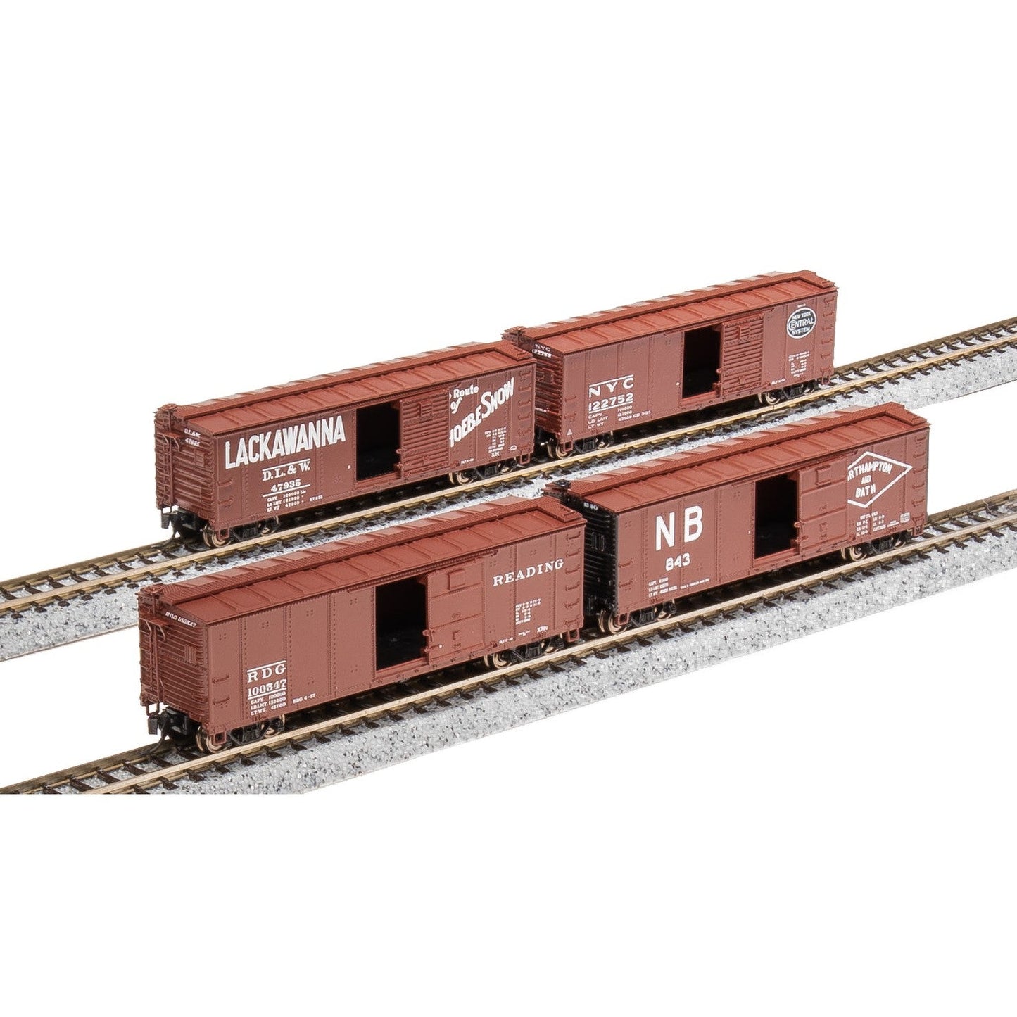 Broadway Limited N NYC 40' Steel Boxcar Variety 4pk D/1950's