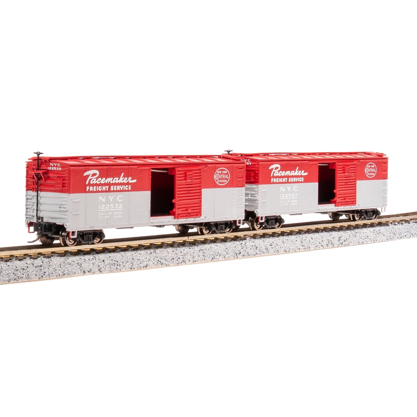 Broadway Limited N USRA 40' Steel Boxcar 2pk NYC/Pacemaker Red/Gray