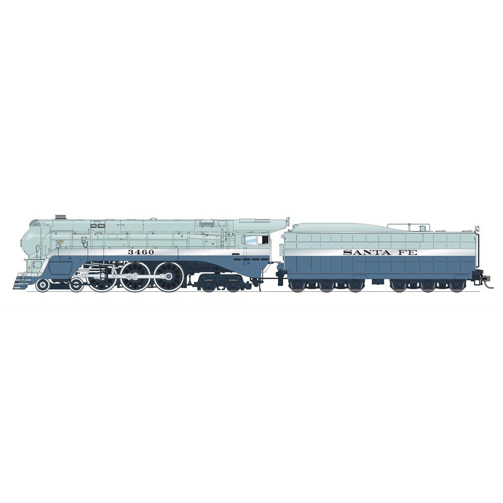 Broadway Limited HO HY SF Blue Goose Steam Loco w/o #3460 on Tender DC/DCC So