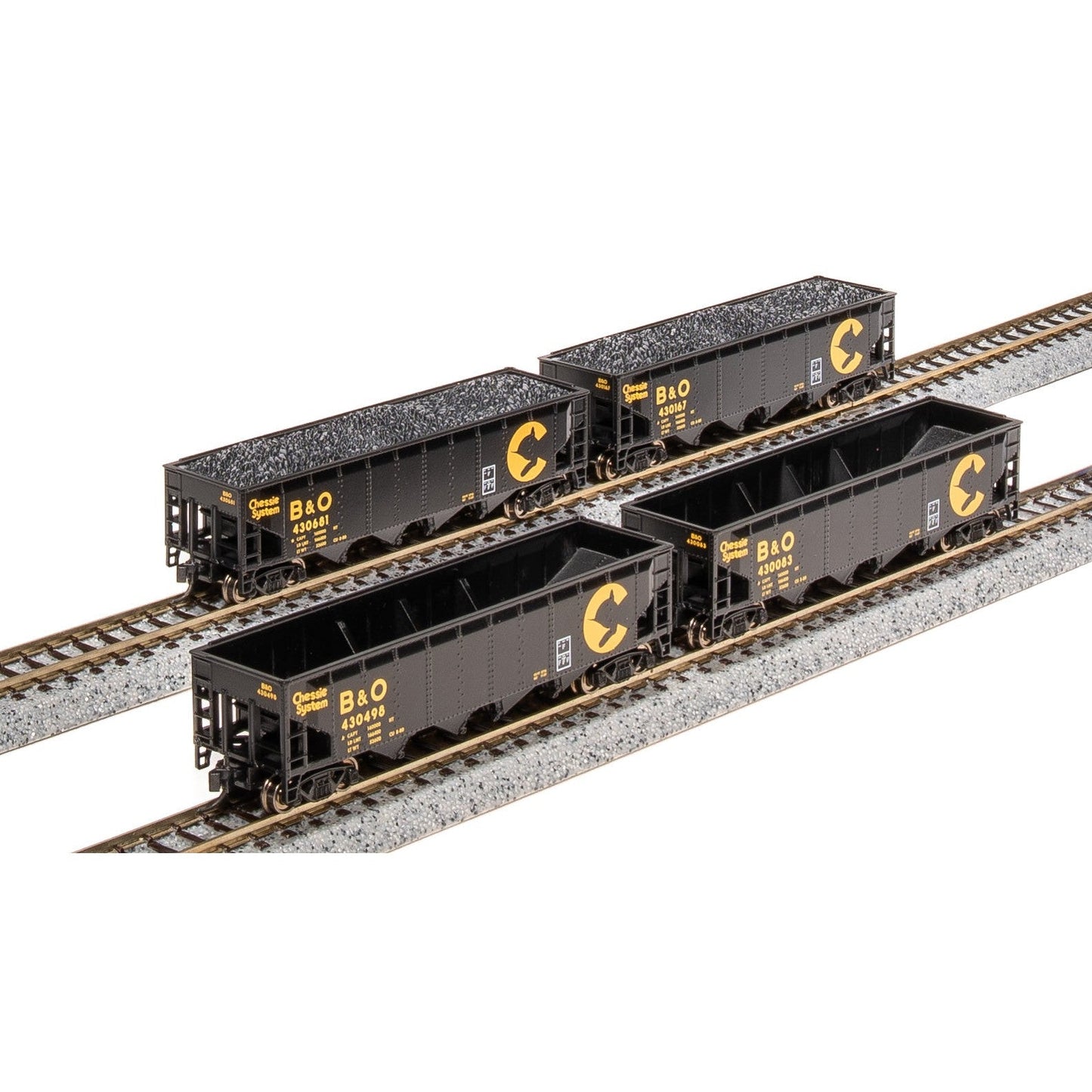 Broadway Limited N ARA 70t Quad Hopper 4pk A Chessie/B&O