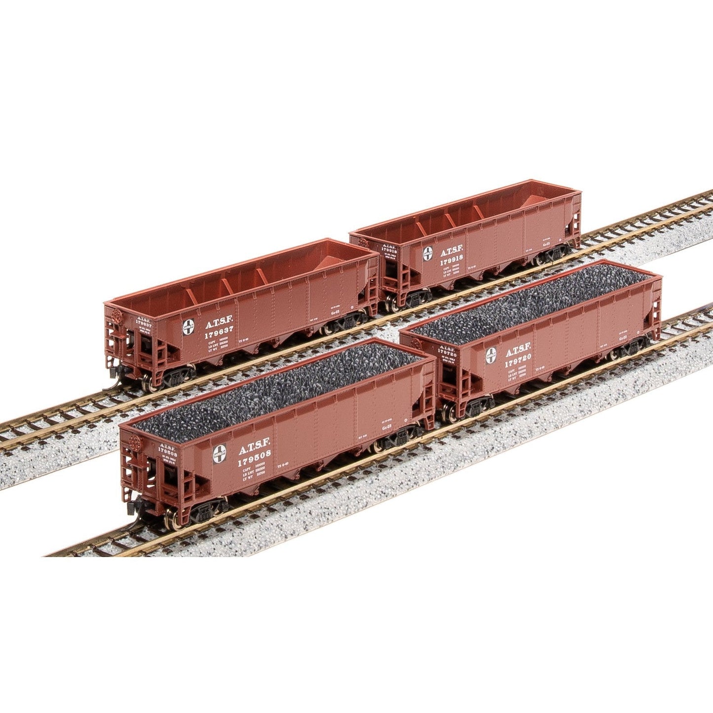 Broadway Limited N ARA 70t Quad Hopper 4pk SF/Fantasy Paint Scheme