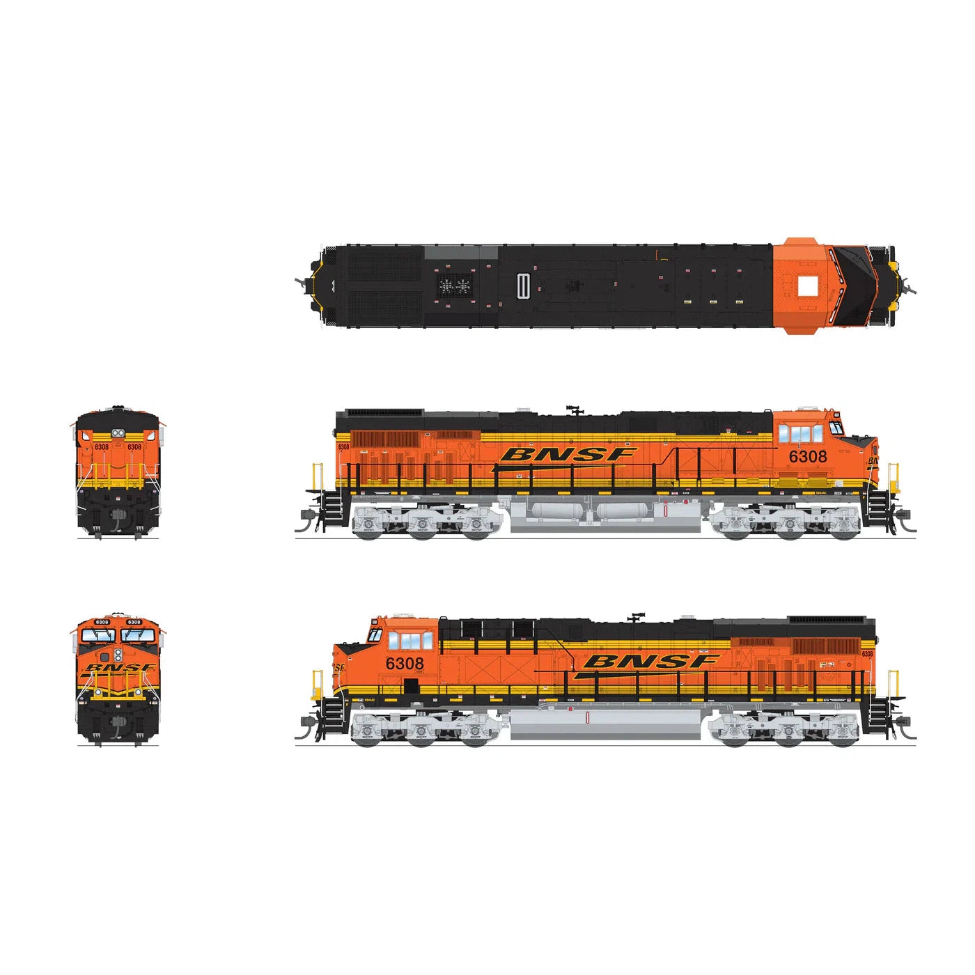 Broadway Limited HO Scale BNSF 6308 ES44AC GEVO Locomotive DCC/Sound Pargon 4