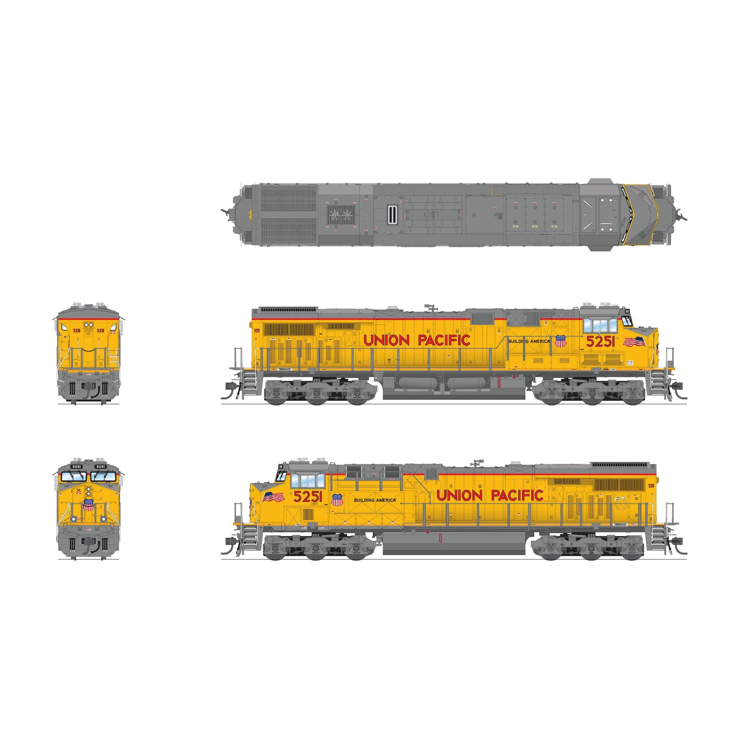 Broadway Limited HO Scale Union Pacific 5251 ES44AC GEVO Locomotive DCC/Sound Pargon 4