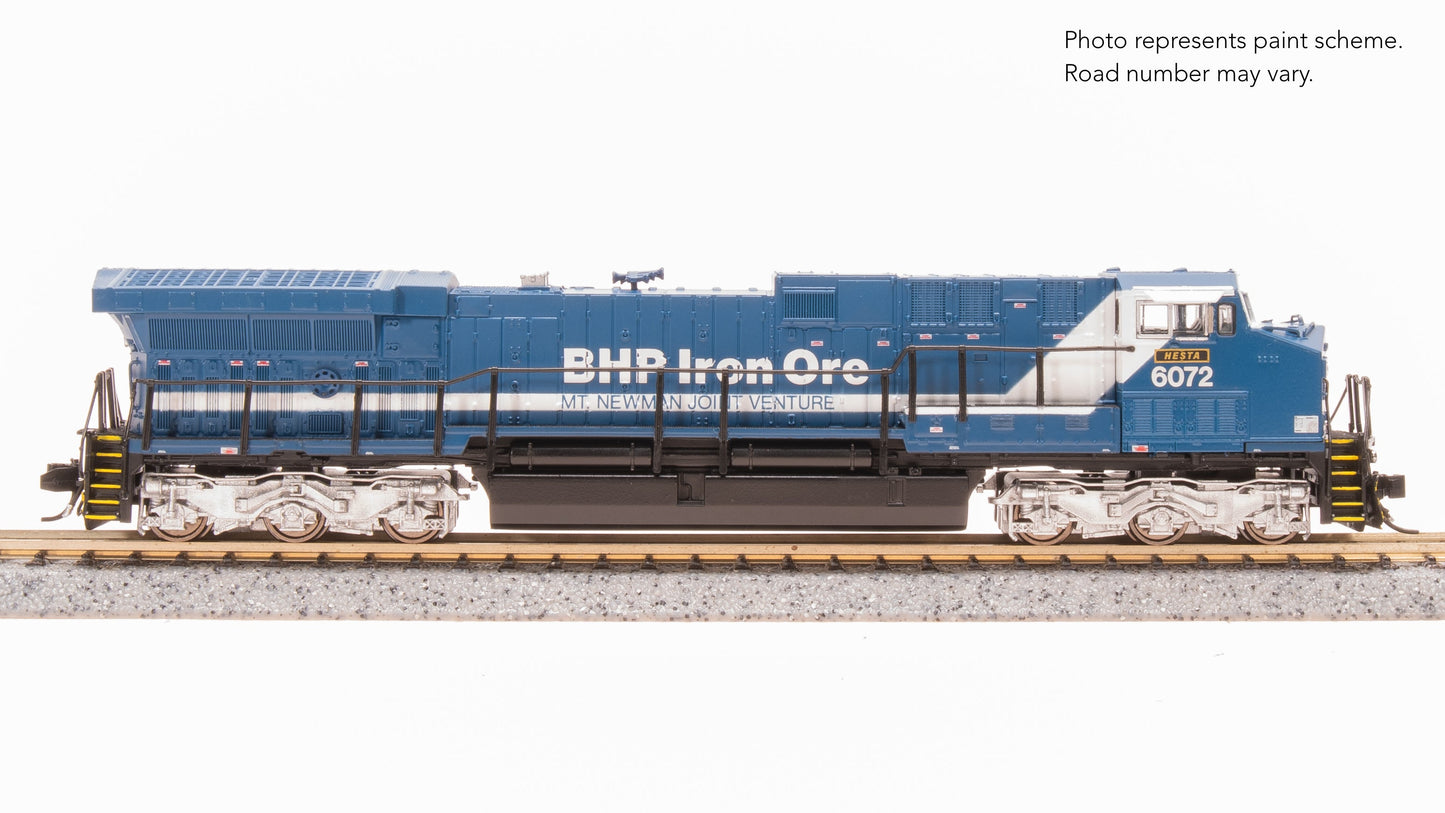 Broadway Limited N GE AC6000, BHP Iron Ore #6072, Blue & White, "Hesta" Stealth DC