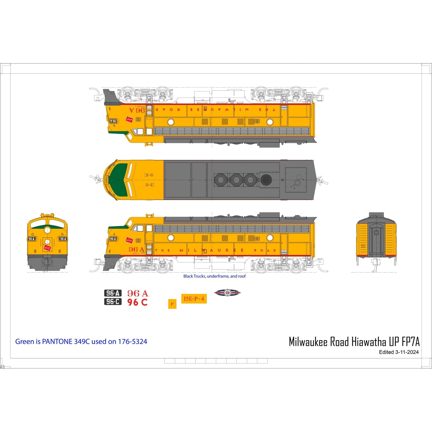 Kato N Scale Milwaukee Road FP7A 96A F7B 96B Post 1955 Scheme