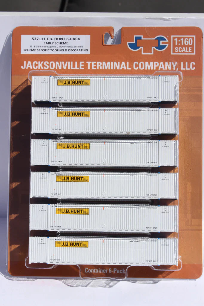 Jacksonville Terminal Co N JB HUNT 6-pack - 53' HIGH CUBE 8-55-8 corrugated containers| 537111