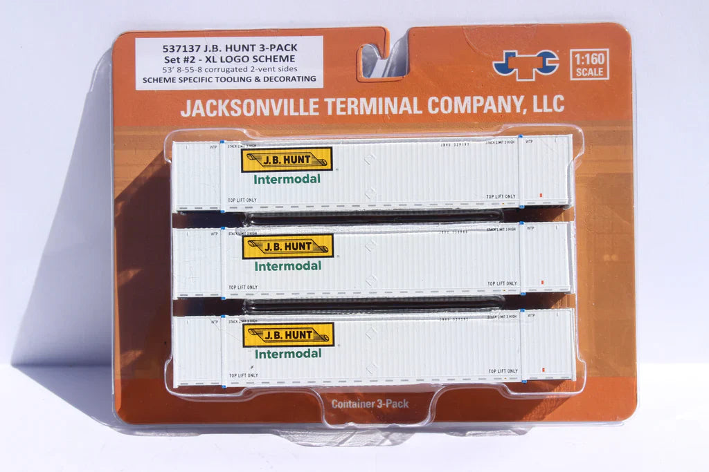 Jacksonville Terminal Co N JB HUNT 3-pack Set #2 - 53' HIGH CUBE 8-55-8 corrugated containers | 537137
