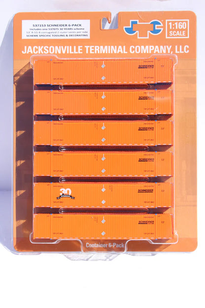 Jacksonville Terminal Co N SCHNEIDER 6-pack with special 30yr Anniversary - 53' HIGH CUBE 8-55-8 corrugated containers | 537153