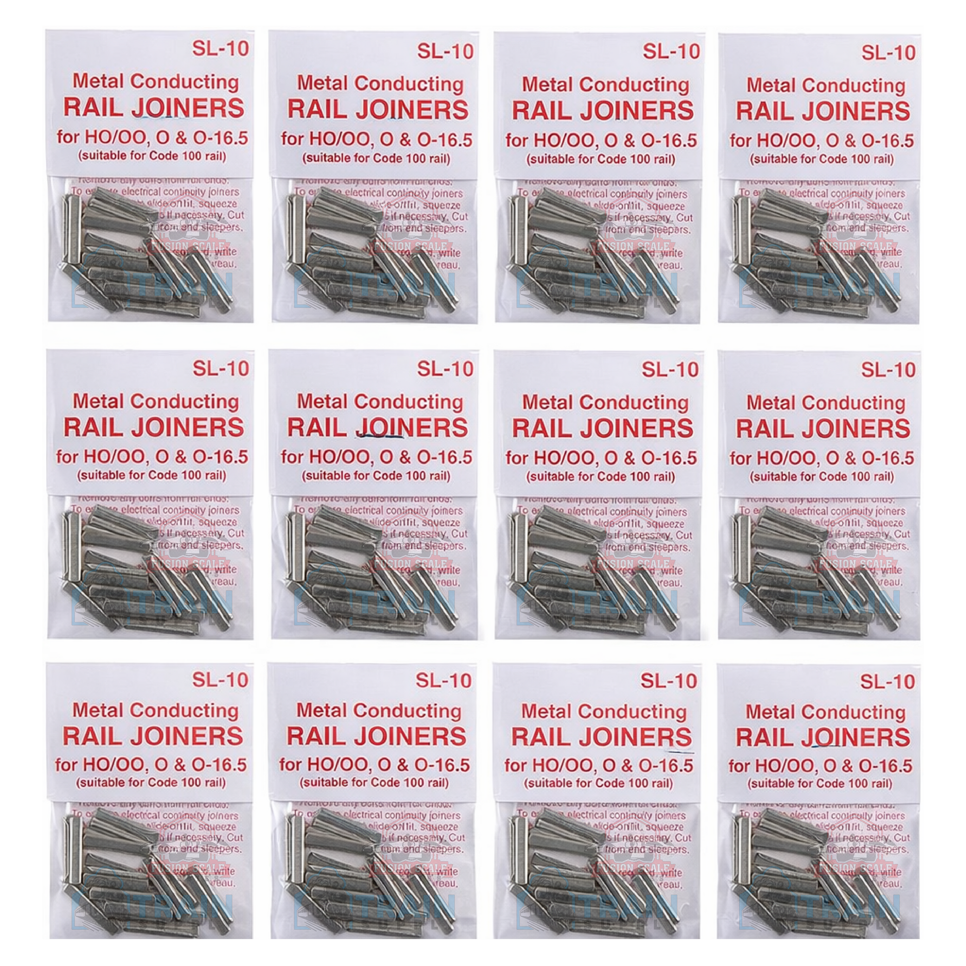 Peco SL-10 HO Scale Code 100 Nickel Silver Rail Joiners – 12 × 24-Pack (288 Total)