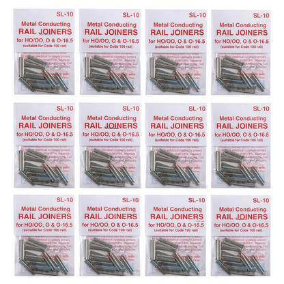 Peco SL-10 HO Scale Code 100 Nickel Silver Rail Joiners – 12 × 24-Pack (288 Total)