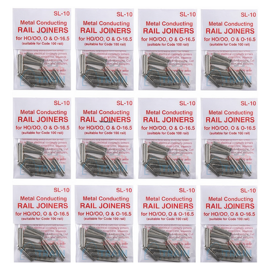 Peco SL-10 HO Scale Code 100 Nickel Silver Rail Joiners – 12 × 24-Pack (288 Total)