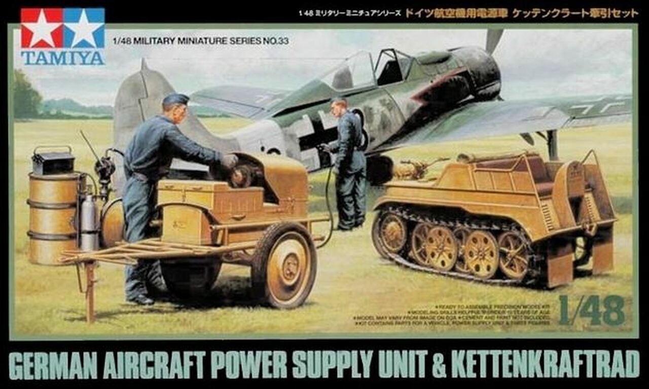 Tamiya 32533 1/48 Tamiya German Aircraft Power Supply Unit & Kettenkraftrad