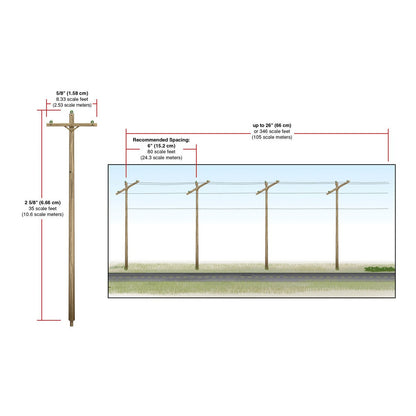 Woodland Scenics N Scale Pre-Wired Poles Single Crossbar