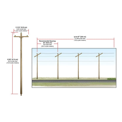 Woodland Scenics O Scale Pre-Wired Poles Single Crossbar