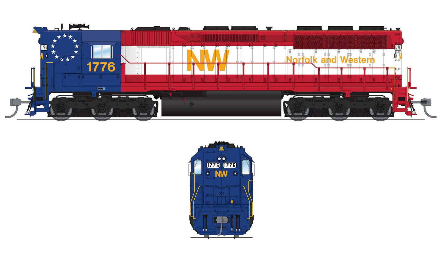 Broadway Limited HO Scale Norfolk and Western Bicentennial N&W 1776 EMD SD45 Stealth DC