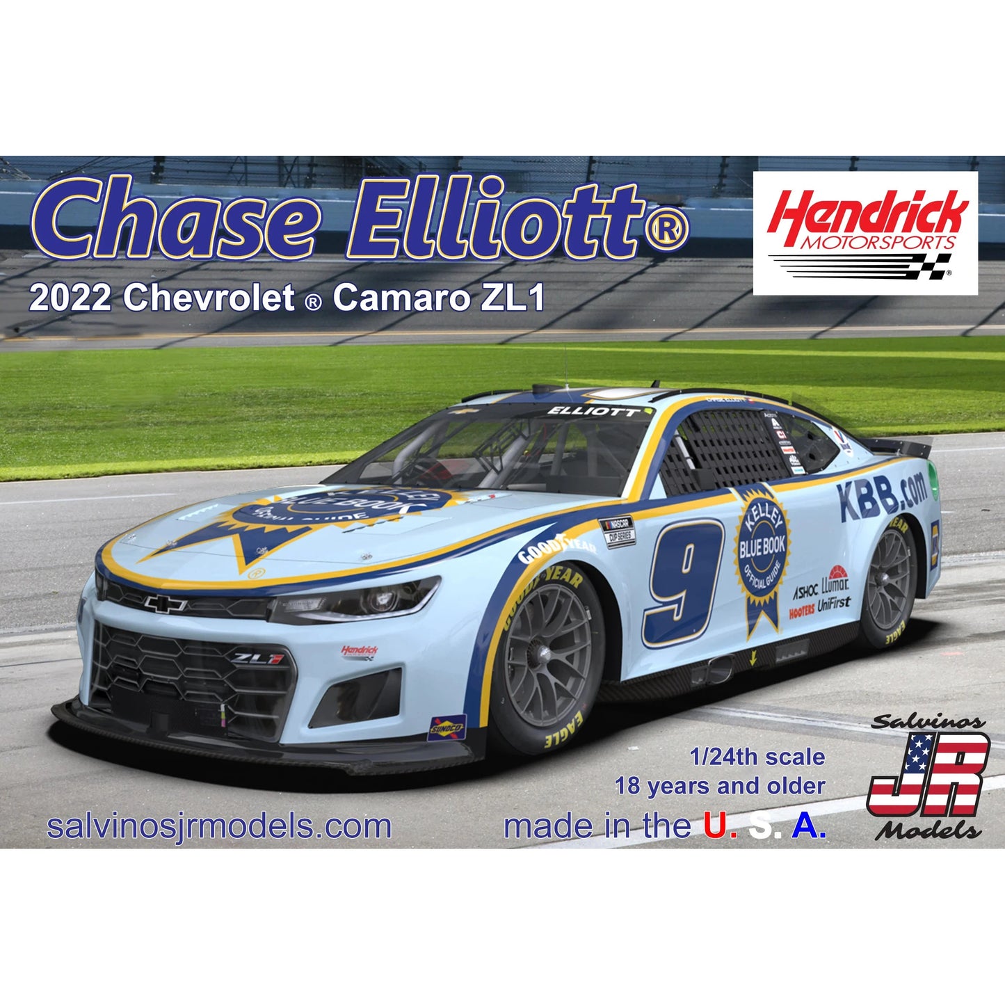 Salvino JR Models Hendrick Motorsports Chase Elliott 2022 Camaro-Kelley Blue Books