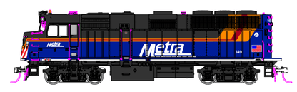 Kato HO Scale F40PH with Ditch lights Chicago Metra New Paint 149 - Fusion Scale Hobbies