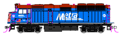 Kato HO Scale F40PH with Ditch lights Chicago Metra Standard Paint 142 w/Pre - Installed DDC + Sound - Fusion Scale Hobbies