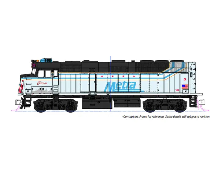 Kato N Scale Chicago Metra #104 City of Chicago F40PH Diesel Commuter Starter Set | 106Chicago