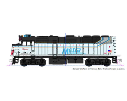 Kato N Scale Chicago Metra #104 City of Chicago F40PH Diesel Commuter Starter Set | 106Chicago