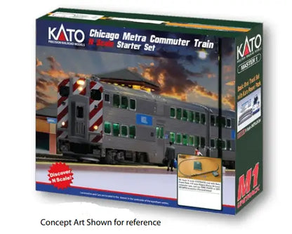Kato N Scale Chicago Metra #104 City of Chicago F40PH Diesel Commuter Starter Set | 106Chicago