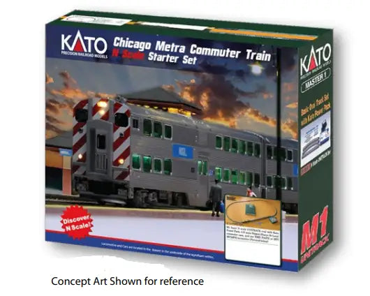 Kato N Scale Chicago Metra #104 City of Chicago F40PH Diesel Commuter Starter Set | 106Chicago