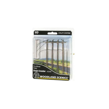 Woodland Scenics HO Scale Pre-Wired Poles Single Crossbar