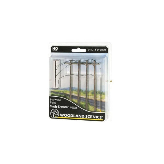 Woodland Scenics HO Scale Pre-Wired Poles Single Crossbar