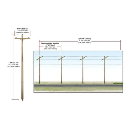 Woodland Scenics HO Scale Pre-Wired Poles Single Crossbar