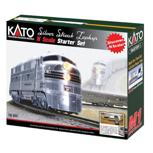 Kato N Silver Streak Zephyr Starter Set E5A W/ Track and Power Pack