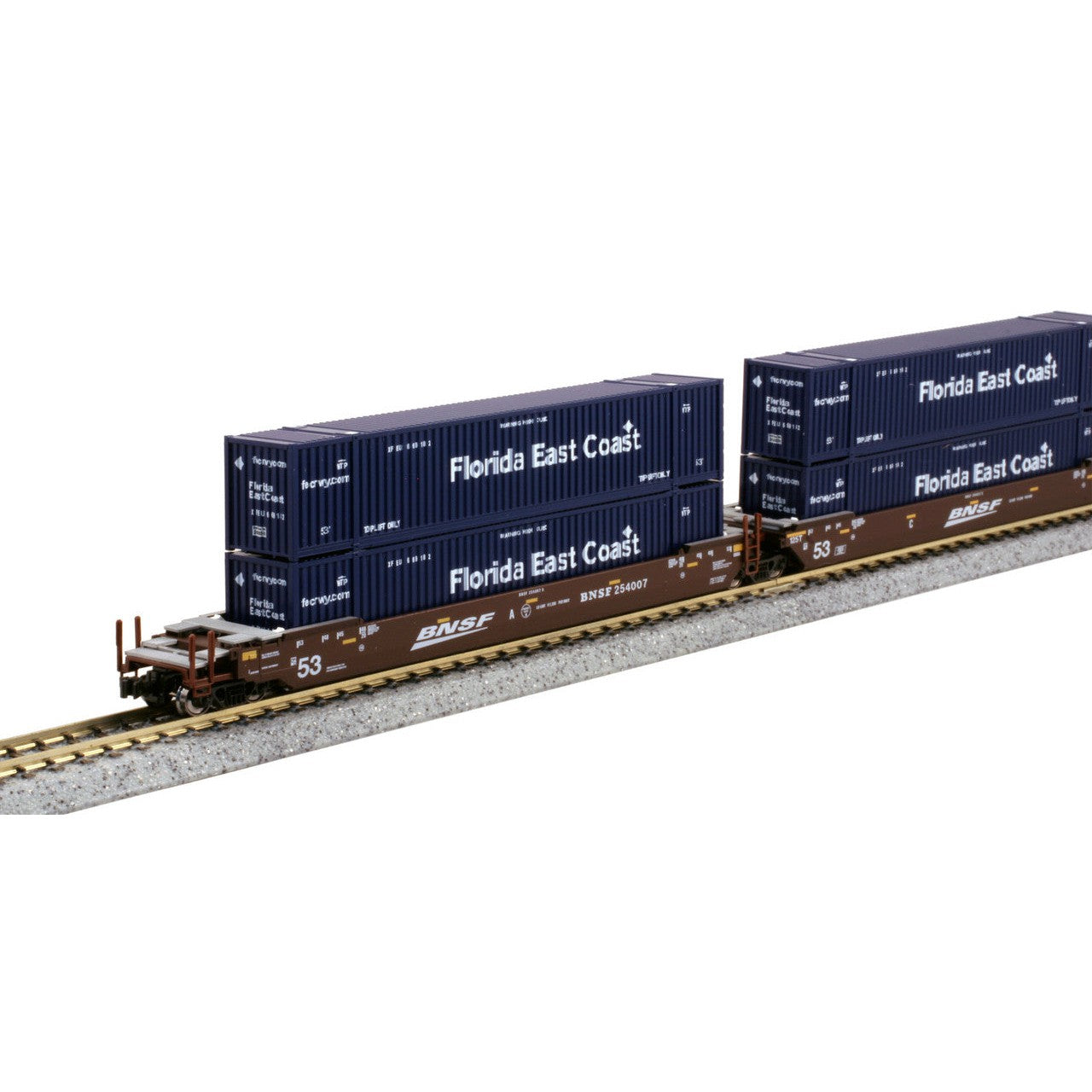 Kato N Scale MAXI-IV 53' Stack Car 3pk BNSF #254007 Swoosh