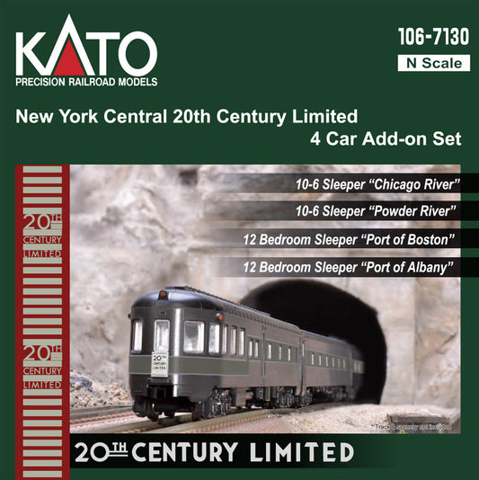 Kato N Scale New York Central '20th Century Limited' 4 Car Add-On Passenger Set 106-7130