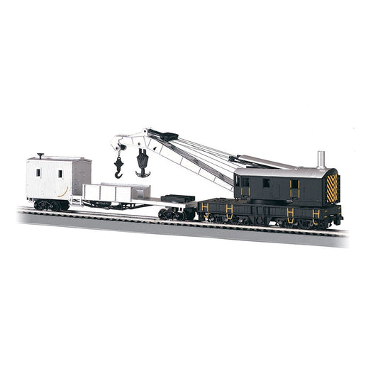 Bachmann HO 250t Crane & Boom Car Unlttrd/blk&sil