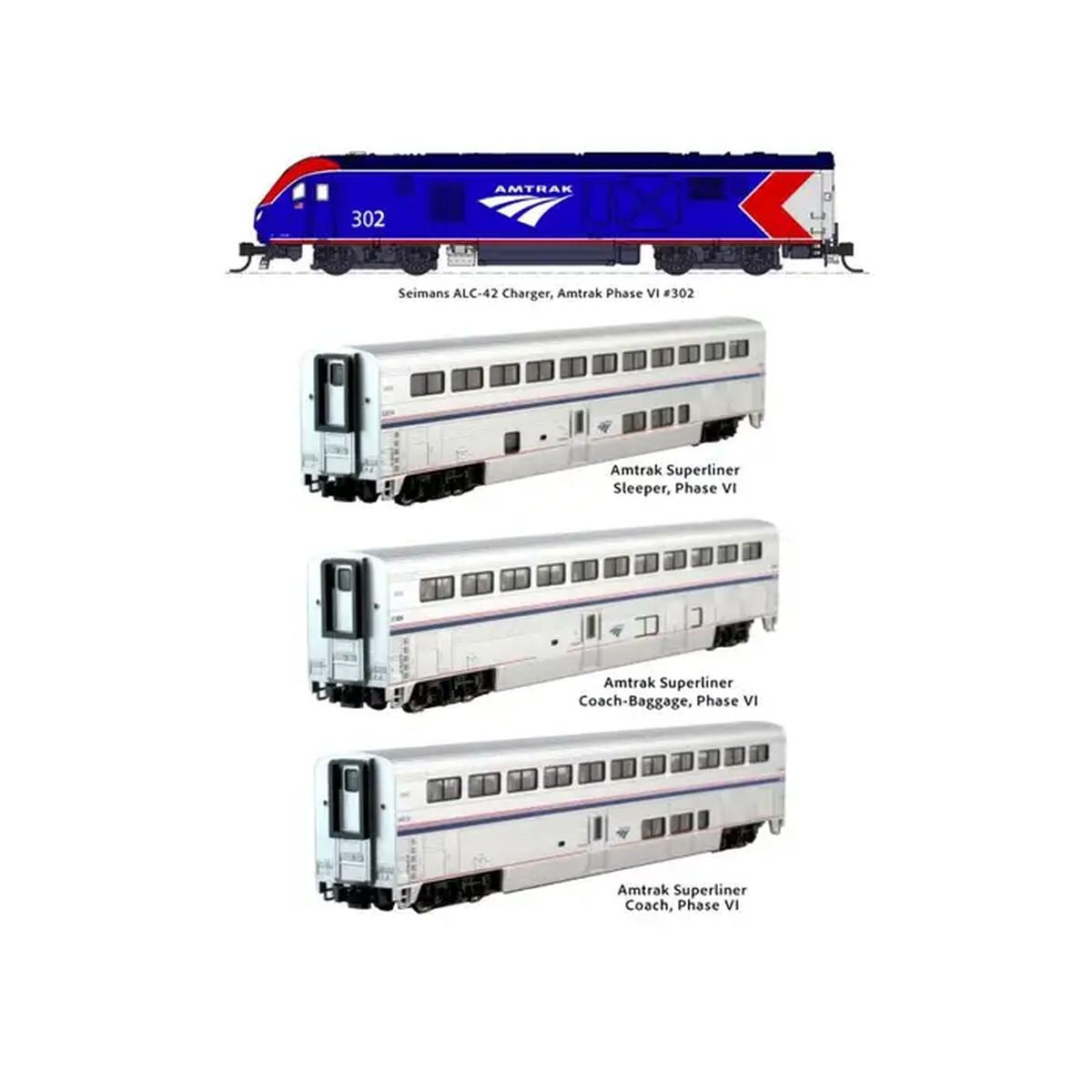 Kato N Scale Amtrak ALC-42 & Superliner Phase VI 4-unit "Starter Series" Set